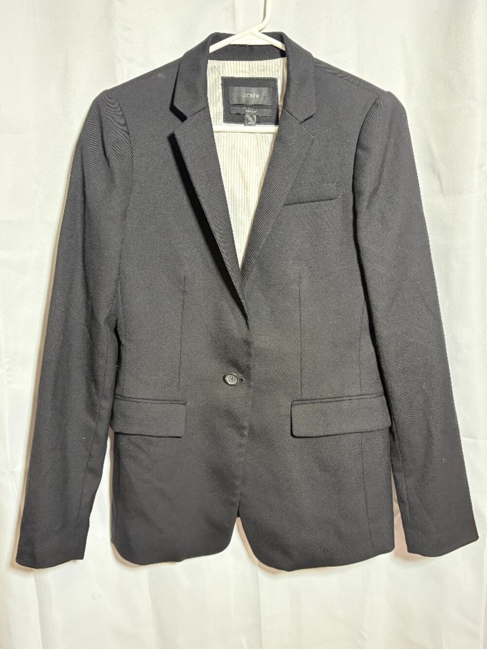 J.Crew Black Wool Blend Blazer Size 4 Tall One Button Tailored Jacket
